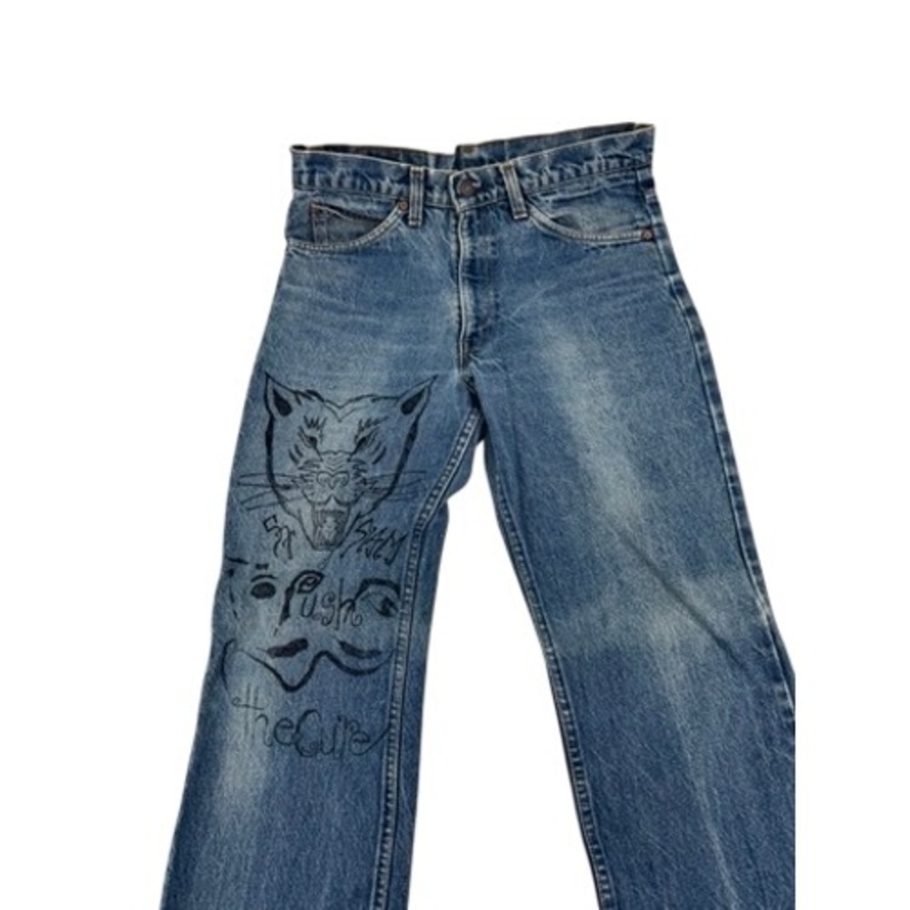 Levis 517 Jeans Mens 33x31 Blue Orange Tab USA Custom Graphic The Cure Tiger
